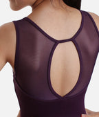 Girls Tank Straps Dance Leotard with Elegant Mesh, Keyhole Back - SL128