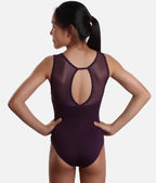 Girls Tank Straps Dance Leotard with Elegant Mesh, Keyhole Back - SL128