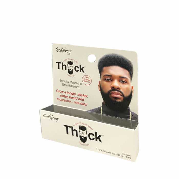 Godefroy Thock Beard and Mustache Growth Serum with packaging for thicker, fuller facial hair