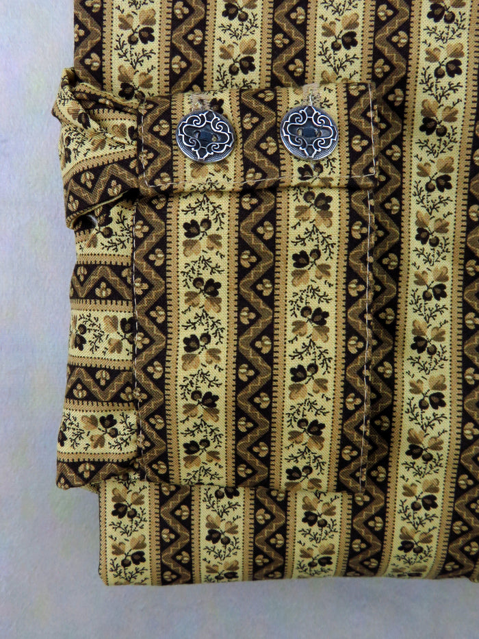 Goldenrod and Brown Wallpaper Stripe Men's Dakota Shirt