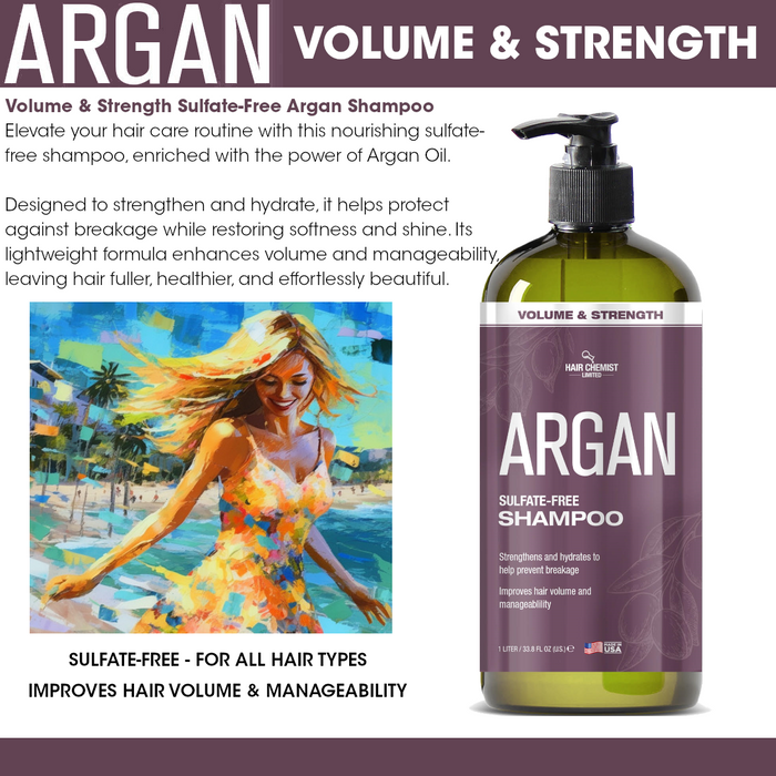 Hair Chemist Volume & Strength Sulfate-Free Argan Shampoo 33.8 oz.