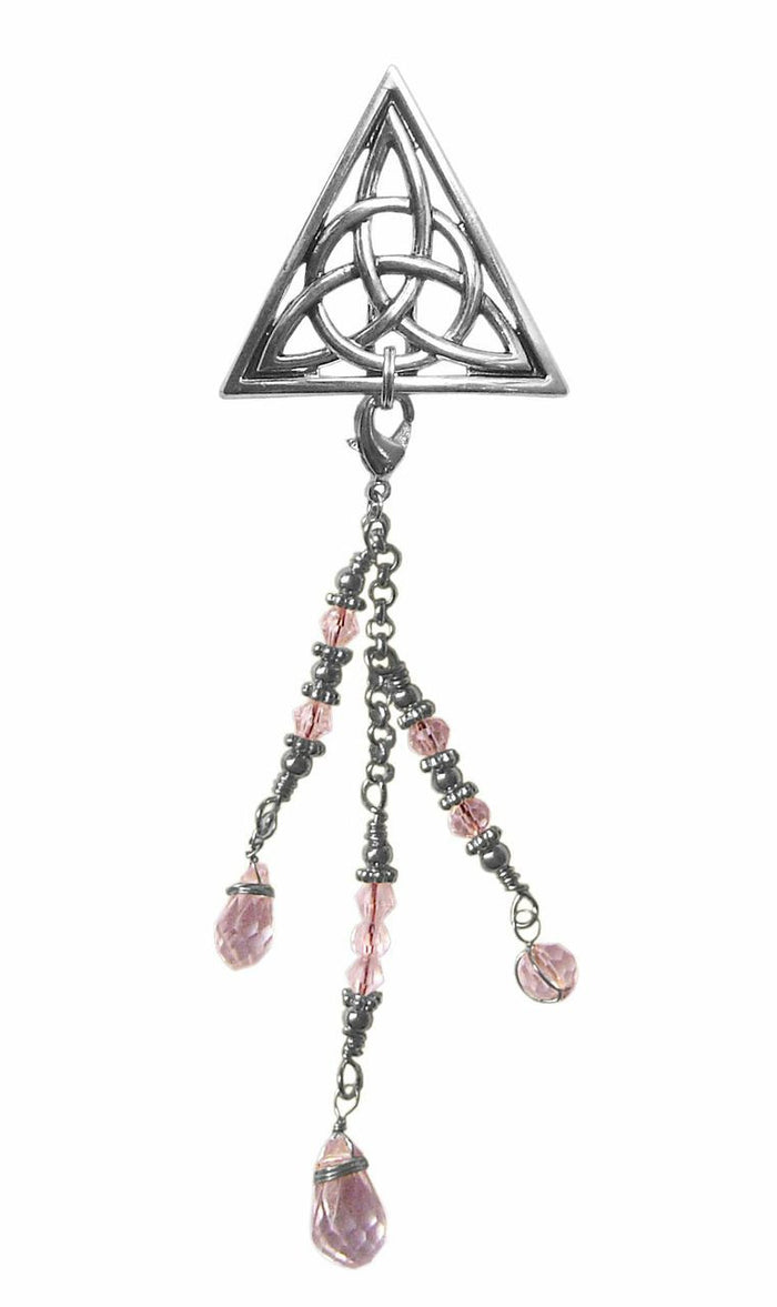 Hair Hook – Silver Celtic Triangle with Bead Charm | Elegant Ponytail Holder for Women