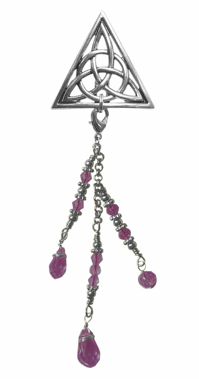 Hair Hook – Silver Celtic Triangle with Bead Charm | Elegant Ponytail Holder for Women