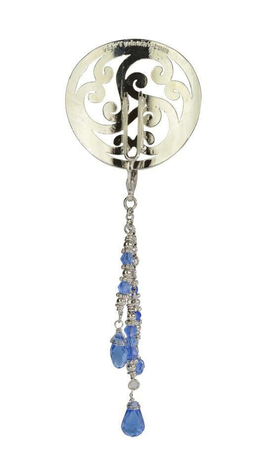 Hair Hook Silver Celtic with Bead Charm Ponytail Holder back view