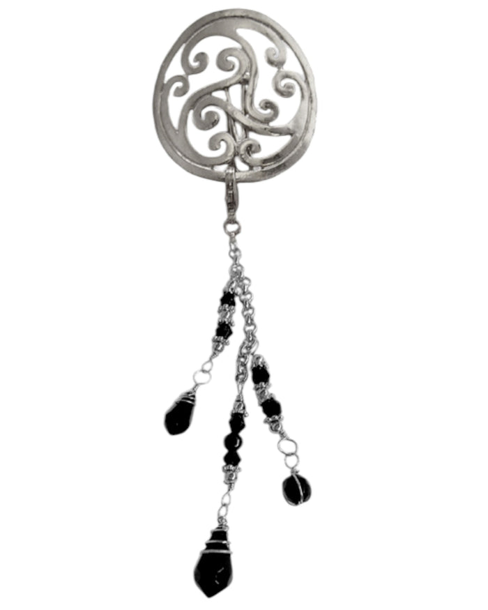 Hair Hook – Silver Celtic with Bead Charm Ponytail Holder | Festival & Boho Accessory by Medieval Metal