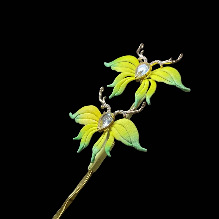 Handmade Chanhua Deer Floral Hair Pin - Hanfu Inspired Artisanal Hair Accessory