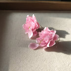 Handmade Cherry Blossom Ronghua Earrings - Artisanal Silk Floral Dangle Earrings