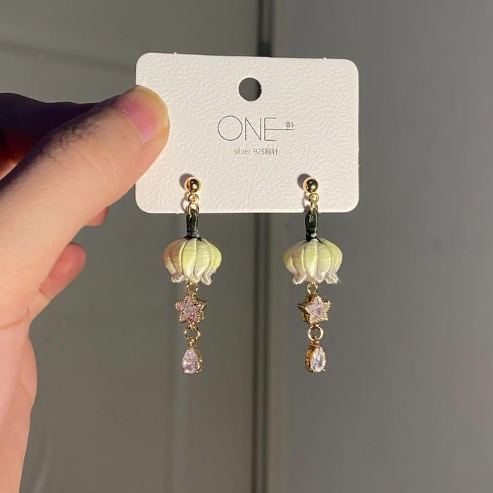 Handmade Lily of the Valley Chanhua Earrings - Artisanal Thread-Wrapped Floral Jewelry
