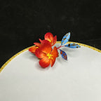 Handmade Red Floral Ronghua Hair Clip - Artisanal Silk Headpiece