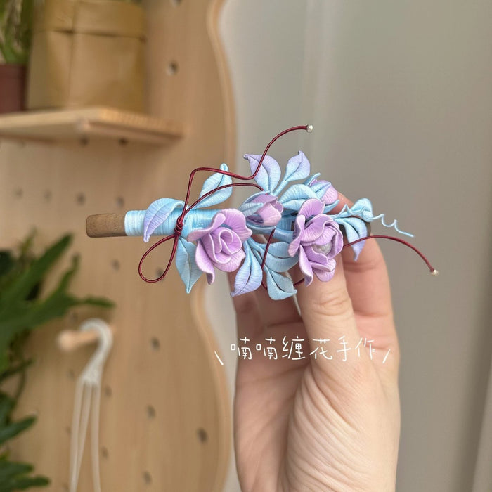 Handmade Rose Chanhua Hair Clip - Artisanal Floral Accessory