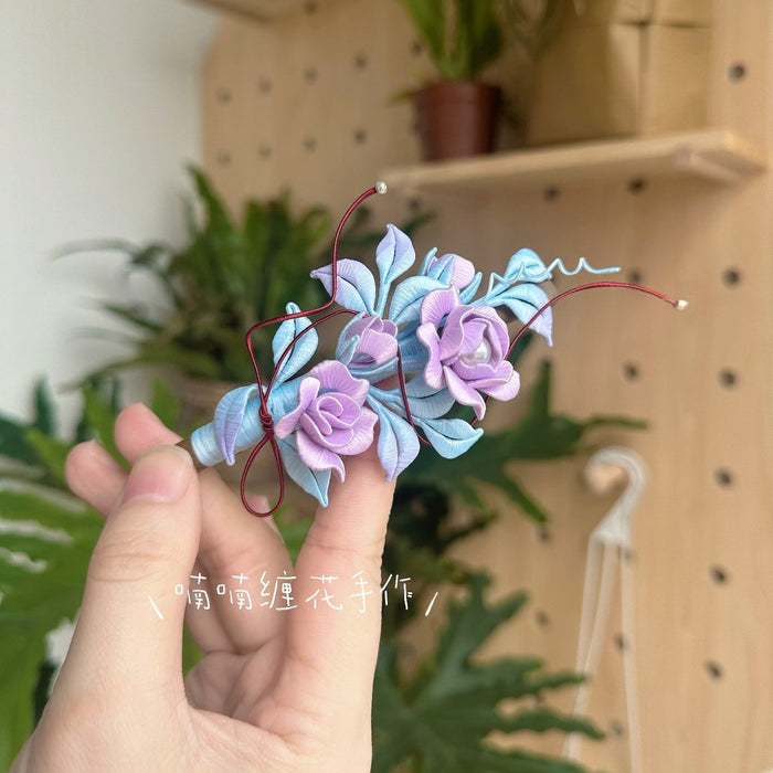 Handmade Rose Chanhua Hair Clip - Artisanal Floral Accessory