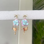 Handmade Star and Bow Chanhua Earrings - Artisanal Floral Drop Earrings