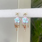 Handmade Star and Bow Chanhua Earrings - Artisanal Floral Drop Earrings