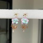 Handmade Star and Bow Chanhua Earrings - Artisanal Floral Drop Earrings