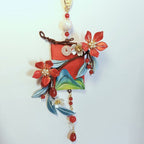 Handmade Thread-Wrapped Landscape Hanging Ornament - Artisanal Chanhua Floral Wall & Car Decor