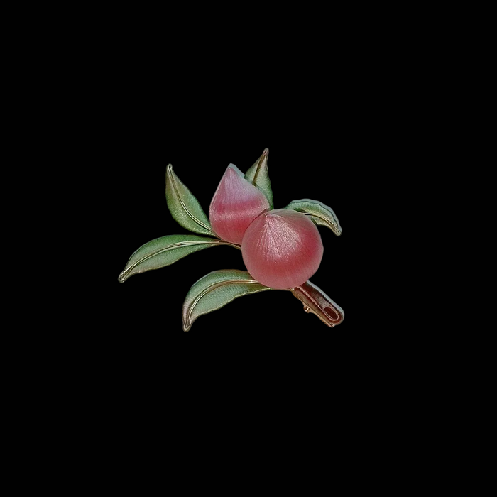 Traditional Chinese thread-wrapped (Chanhua) artisanal hair accessory designed as a branch of ripe peaches.