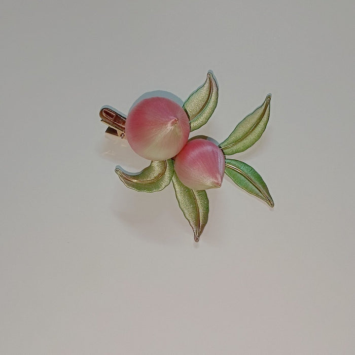 Handmade Thread-Wrapped Peach Hair Clip - Artisanal Chanhua Fruit Accessory