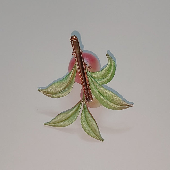 Handmade Thread-Wrapped Peach Hair Clip - Artisanal Chanhua Fruit Accessory