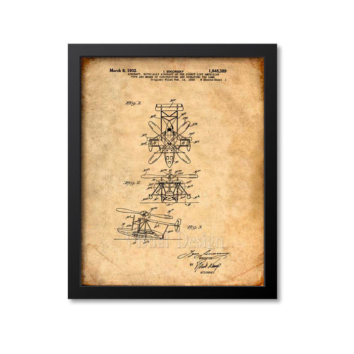 Sikorsky Helicopter Amphibian Aircraft Patent Print