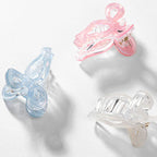 Holographic Bow Hair Claw Clips - Set of 3 - Pink, Blue & White