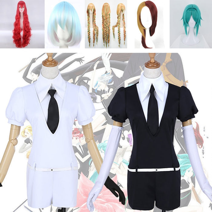 Houseki no Kuni (Land of the Lustrous) Antarcticite Cosplay Costume (Wig + Tie + Jumpsuit + Belt)