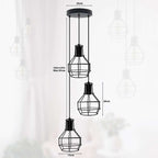 Industrial 3 Light Metal Cage Shade Hanging Pendant Light ~ 5125