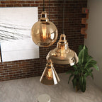 Industrial Style 3-Head Amber Glass Pendant Ceiling Light Fixture~6162