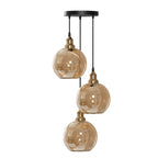 Industrial Style 3-Head Amber Glass Pendant Ceiling Light Fixture~6162