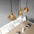 Industrial Style 3-Head Amber Glass Pendant Ceiling Light Fixture~6162