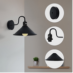 Industrial Swan Neck Wall Light Cone Shade E27~2484