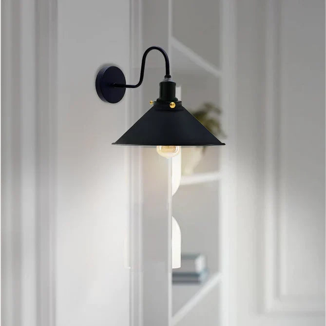 Industrial Swan Neck Wall Light Cone Shade E27~2484