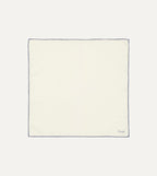 Ivory and Blue Shoestring Border Silk Pocket Square