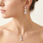 Silver CZ Bridal Necklace & Earrings Set