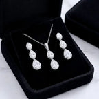 Silver CZ Bridal Necklace & Earrings Set