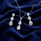 Silver CZ Bridal Necklace & Earrings Set