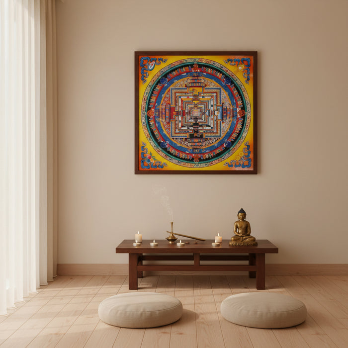 Multi color Kalachakra Mandala Thangka Wheel of Time