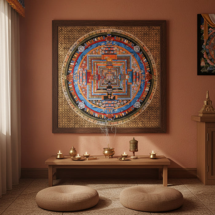 Kalachakra Mandala Thangka Buddhist Wheel of Time artwork