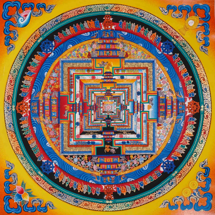 Multi color Kalachakra Mandala Thangka Wheel of Time