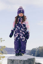 Kids One Piece Play Snowsuit Purple Unicorn Print-1