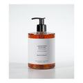 Liquid soap bottle with pump on a white background