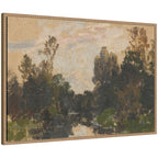 River Barycz landscape reproduction after Adolf Dressler, angled view