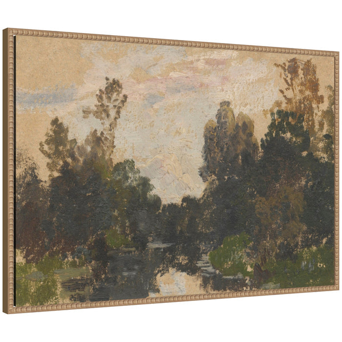 River Barycz landscape reproduction after Adolf Dressler, angled view
