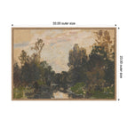 River Barycz landscape reproduction after Adolf Dressler, supplier dimension illustration
