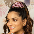 Large Dual color Silk Satin Scrunchy with Gota Patti - Lilac