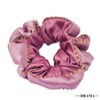 Large Dual color Silk Satin Scrunchy with Gota Patti - Lilac