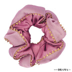 Large Dual color Silk Satin Scrunchy with Gota Patti - Lilac