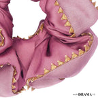 Large Dual color Silk Satin Scrunchy with Gota Patti - Lilac