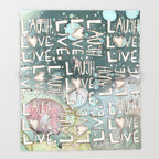 'Laugh. Love. Live. Organic in Blue' Fleece Blanket — C. Cambrea, Sincerely Joy