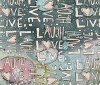 'Laugh. Love. Live. Organic in Blue' Fleece Blanket — styled photo
