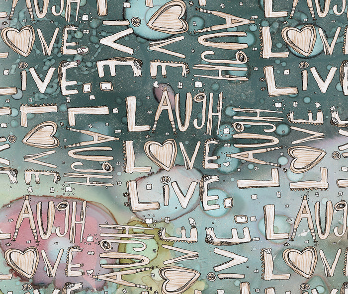 'Laugh. Love. Live. Organic in Blue' Fleece Blanket — styled photo